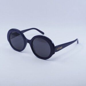Loewe LW40135I 90A Sunglasses Shiny Blue Round Frame, Smoke Lenses
